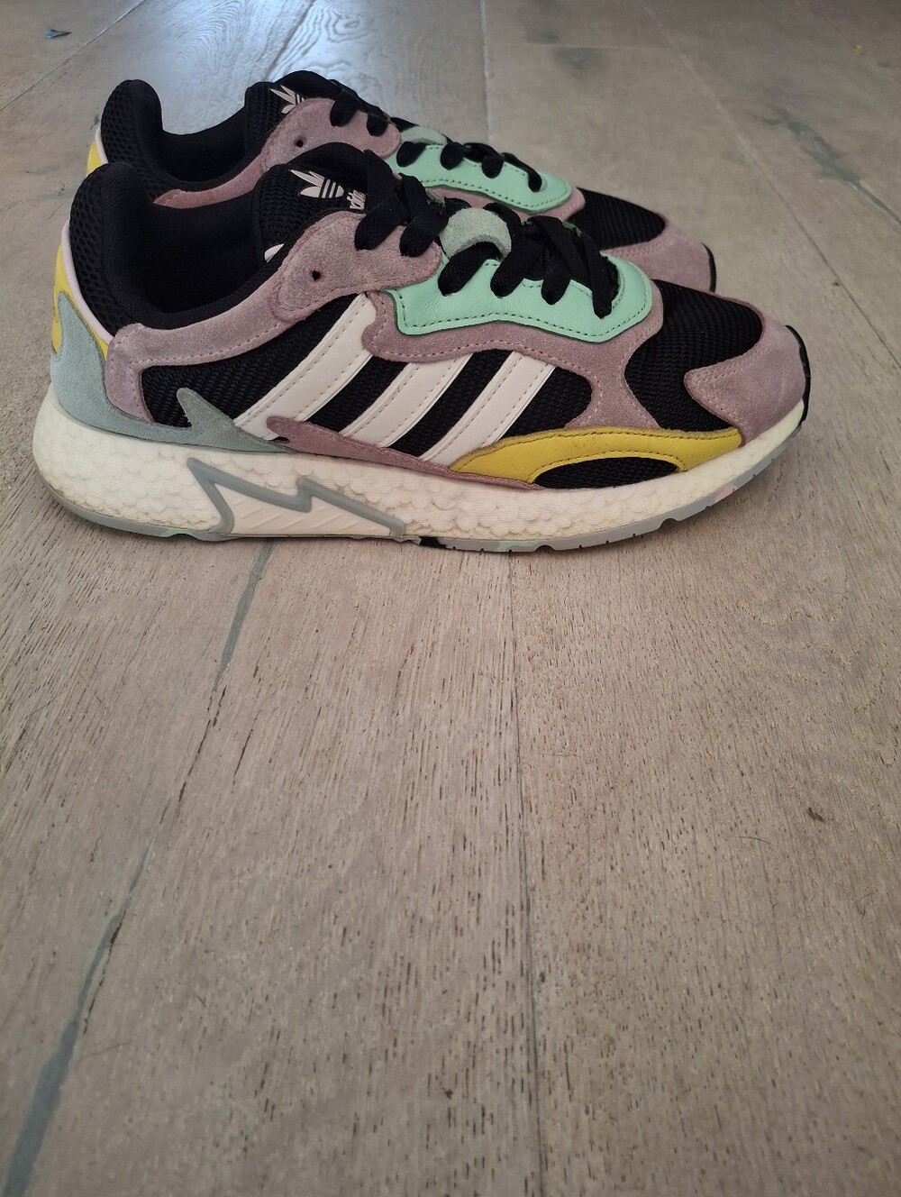 Adidas Shoes Womens 9.5 Originals Tresc Run Boost Sneakers Purple Yellow EF7643